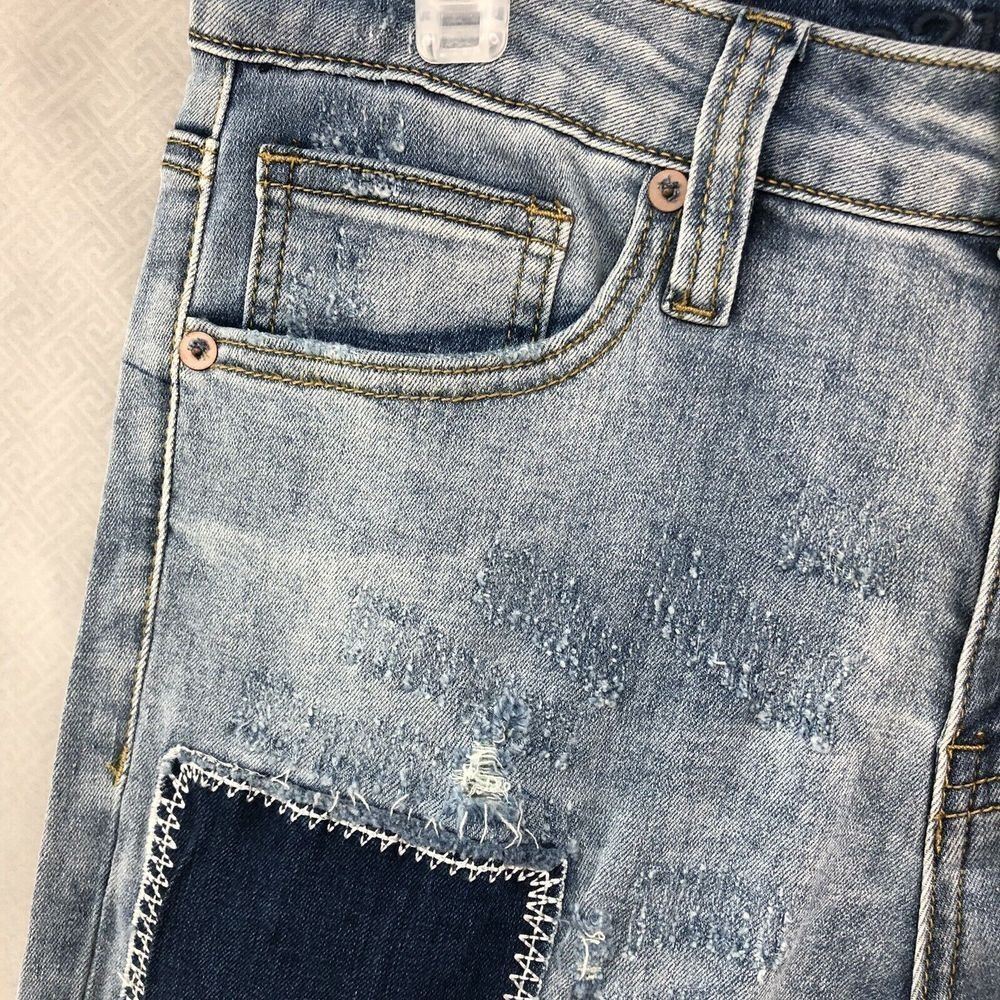 New Mens Rue21 Jean Size 32/36 (32/32) Premium Stacked Skinny Patch Distressed - Picture 2 of 12